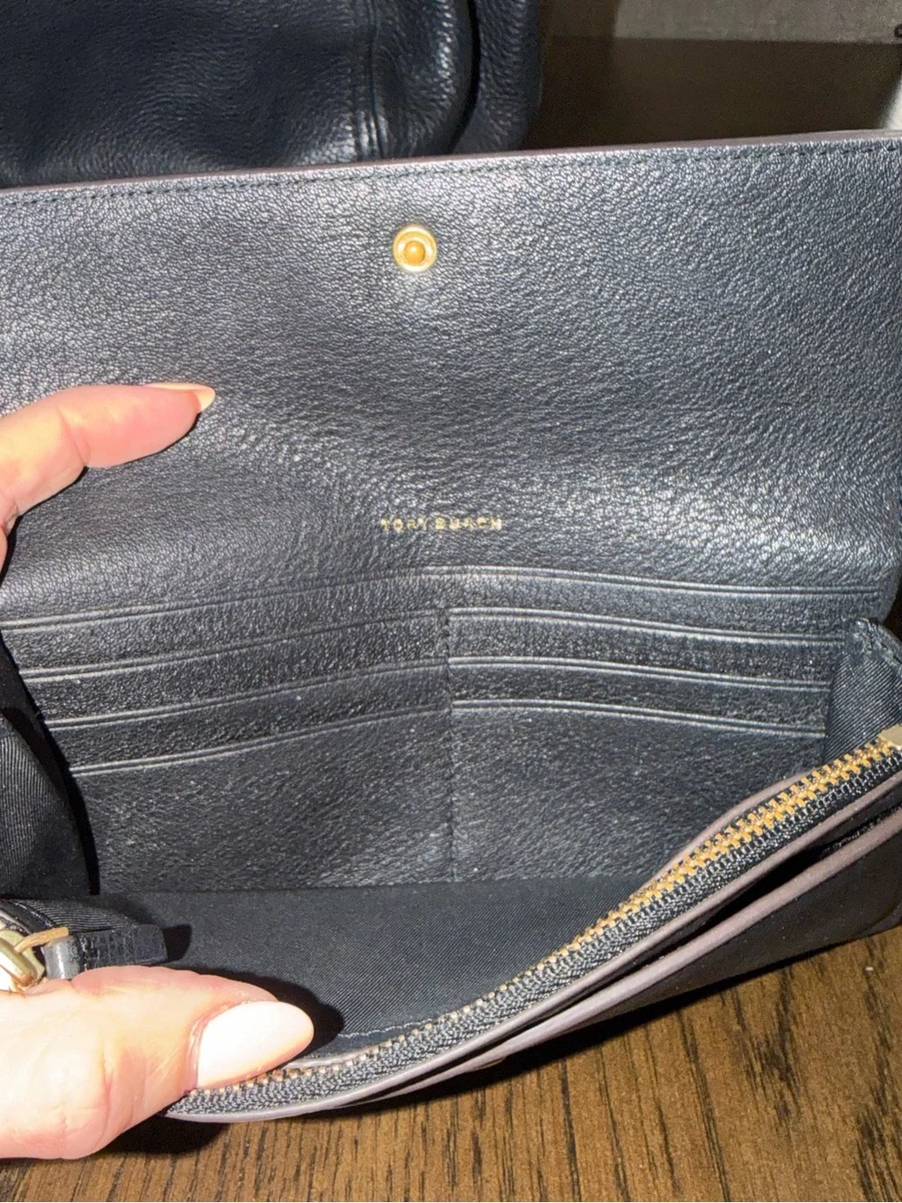 EUC Tory Burch Black Leather Halfmoon Satchel with Matching Wallet